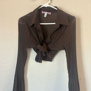 Urban Outfitters Brown Ribbed Button Down Shirt